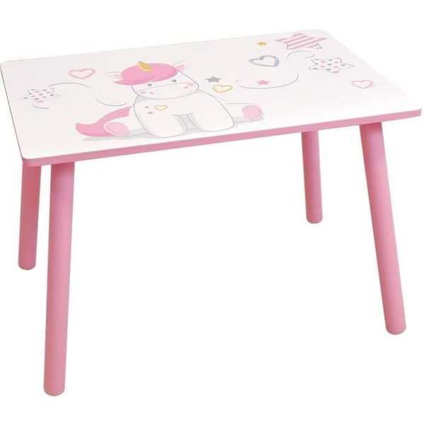 FUN HOUSE - Enhörningsbord h 41,5 cm x b 61 cm x d 42 cm med stol h 49,5 cm x b 31 cm x d 31,5 cm för barn
