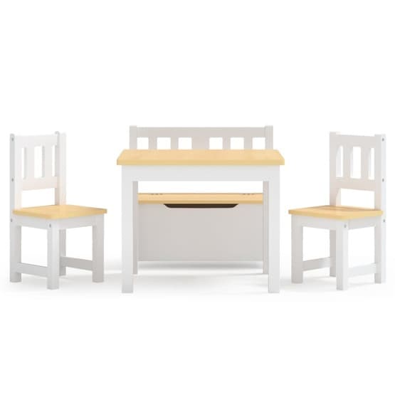 Barnbord Och Stolar 4 Delar Vit Och Beige Mdf