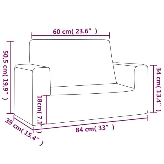Barnsoffa 2-Sits Gräddvit Mjuk Plysch