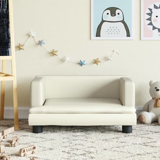 Barnsoffa Gräddvit 60X40X30 Cm Konstläder