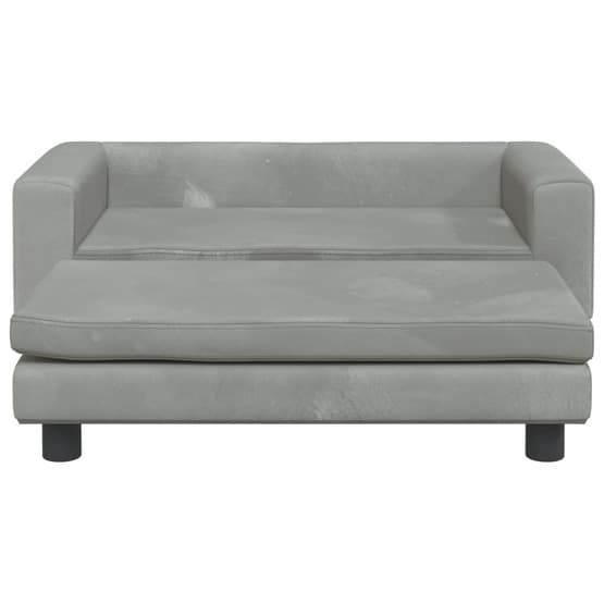 Barnsoffa Med Fotpall Ljusgrå 100X50X30 Cm Sammet