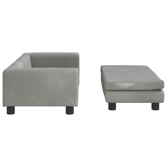 Barnsoffa Med Fotpall Ljusgrå 100X50X30 Cm Sammet