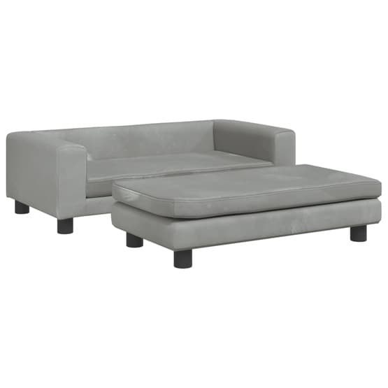 Barnsoffa Med Fotpall Ljusgrå 100X50X30 Cm Sammet