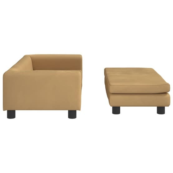 Barnsoffa Med Fotpall Brun 100X50X30 Cm Sammet