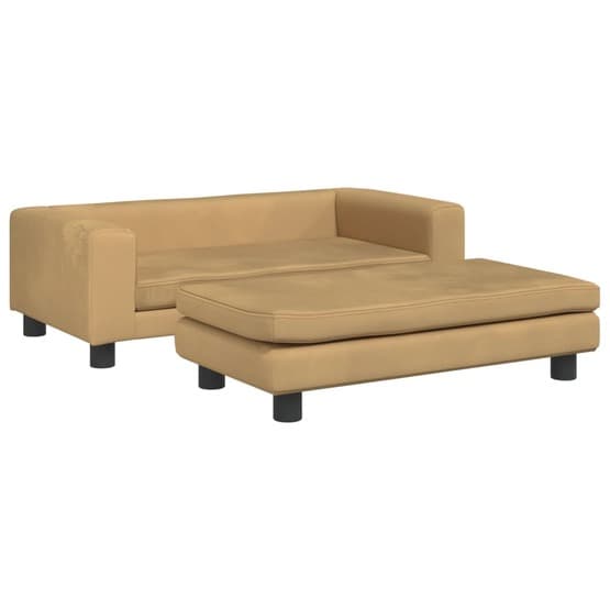 Barnsoffa Med Fotpall Brun 100X50X30 Cm Sammet