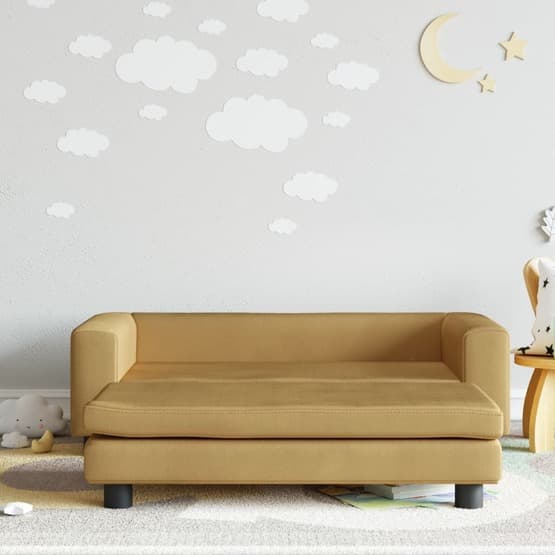 Barnsoffa Med Fotpall Brun 100X50X30 Cm Sammet