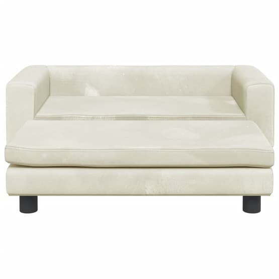 Barnsoffa Med Fotpall Gräddvit 100X50X30 Cm Sammet