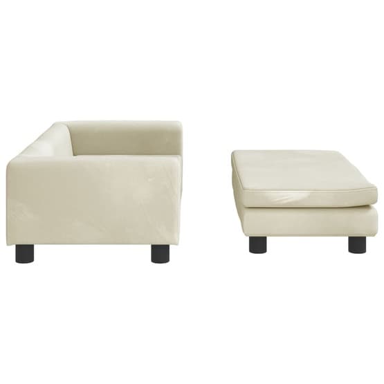 Barnsoffa Med Fotpall Gräddvit 100X50X30 Cm Sammet