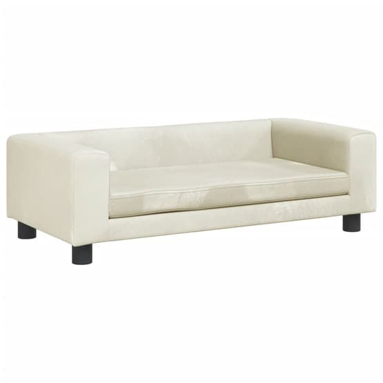 Barnsoffa Med Fotpall Gräddvit 100X50X30 Cm Sammet