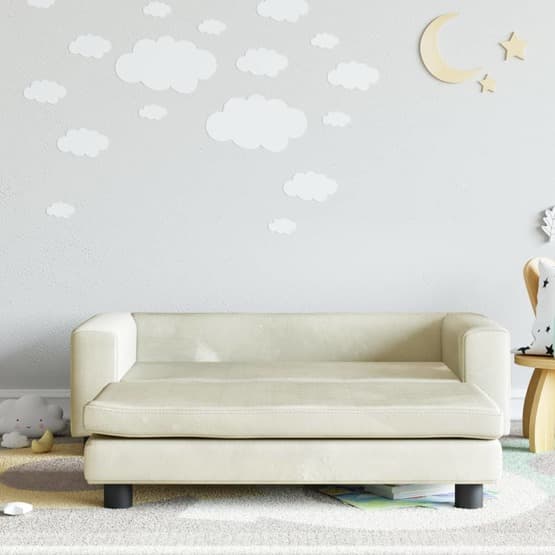 Barnsoffa Med Fotpall Gräddvit 100X50X30 Cm Sammet
