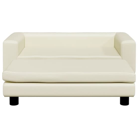 Barnsoffa Med Fotpall Gräddvit 100X50X30 Cm Konstläder