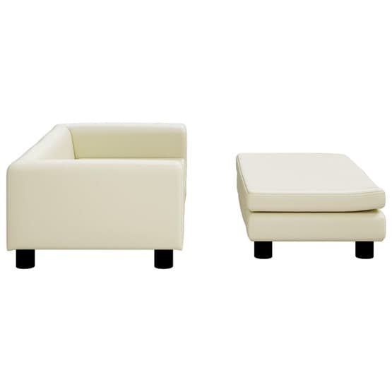 Barnsoffa Med Fotpall Gräddvit 100X50X30 Cm Konstläder