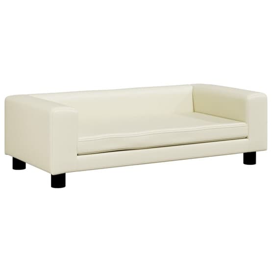 Barnsoffa Med Fotpall Gräddvit 100X50X30 Cm Konstläder