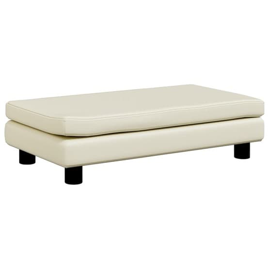 Barnsoffa Med Fotpall Gräddvit 100X50X30 Cm Konstläder