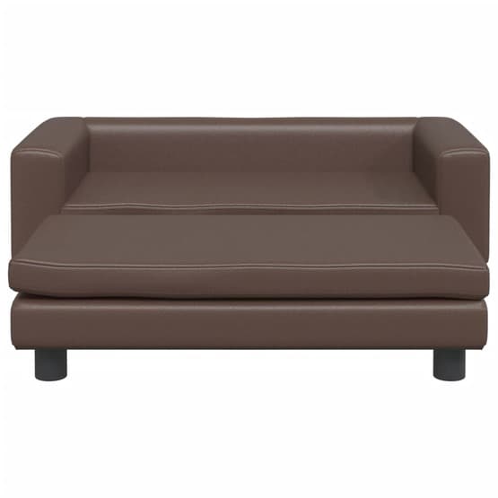 Barnsoffa Med Fotpall Brun 100X50X30 Cm Konstläder
