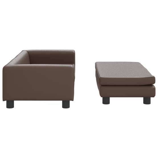 Barnsoffa Med Fotpall Brun 100X50X30 Cm Konstläder