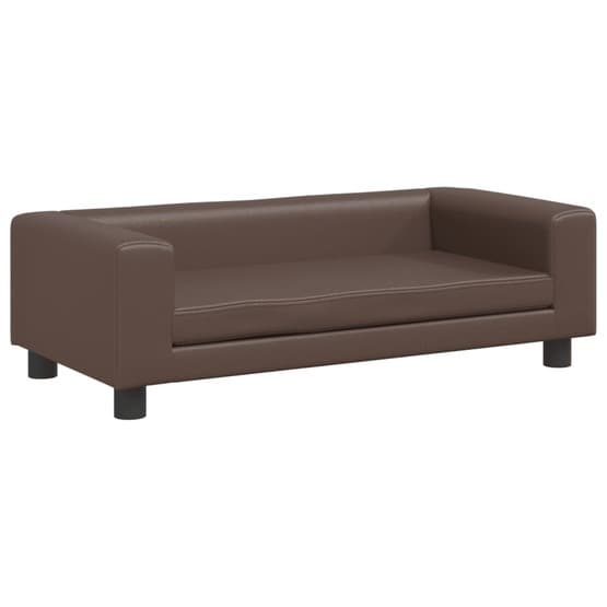 Barnsoffa Med Fotpall Brun 100X50X30 Cm Konstläder