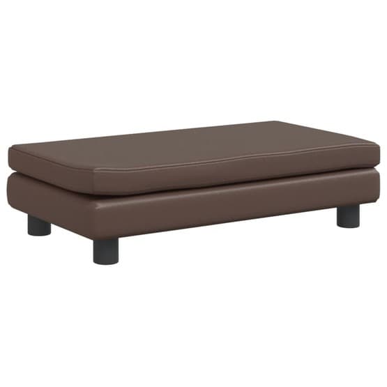 Barnsoffa Med Fotpall Brun 100X50X30 Cm Konstläder