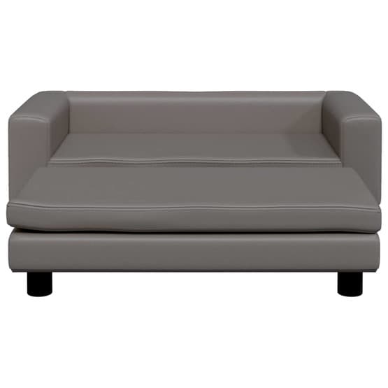 Barnsoffa Med Fotpall Grå 100X50X30 Cm Konstläder