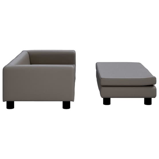 Barnsoffa Med Fotpall Grå 100X50X30 Cm Konstläder