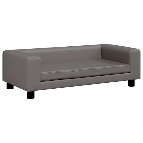 Barnsoffa Med Fotpall Grå 100X50X30 Cm Konstläder