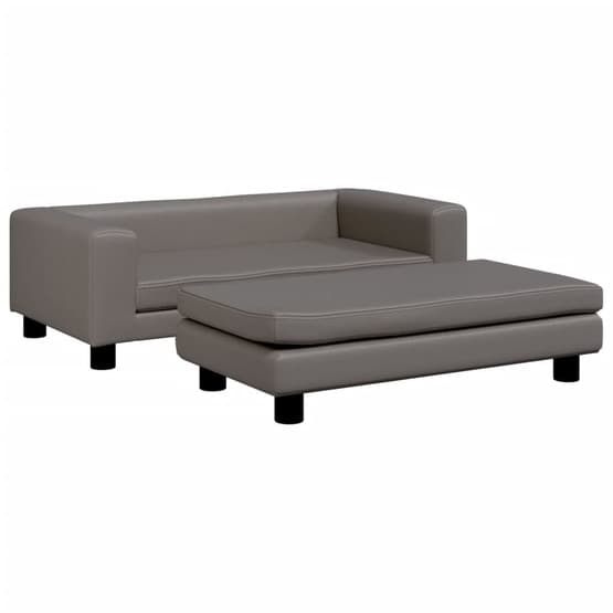 Barnsoffa Med Fotpall Grå 100X50X30 Cm Konstläder