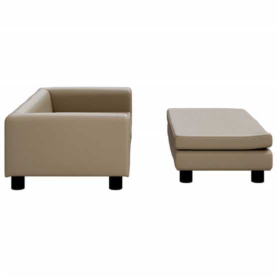 Barnsoffa Med Fotpall Cappuccino 100X50X30 Cm Konstläder