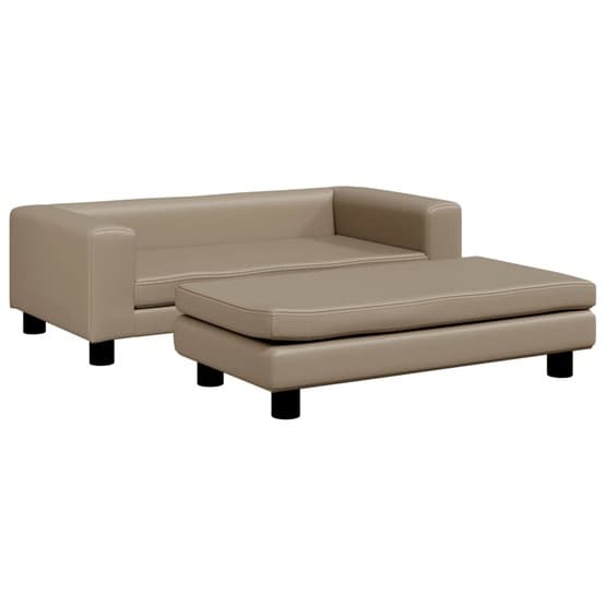 Barnsoffa Med Fotpall Cappuccino 100X50X30 Cm Konstläder