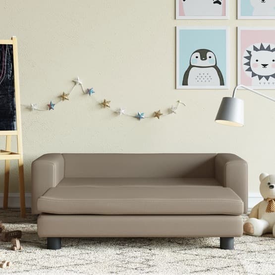 Barnsoffa Med Fotpall Cappuccino 100X50X30 Cm Konstläder