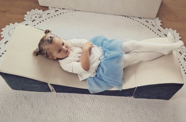 Børne afslapningsstol møbel skum blå & beige