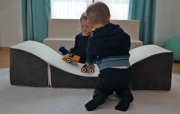 Børne afslapningsstol møbel skum blå & beige