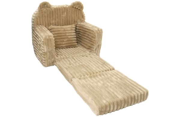 Barnfåtölj - bäddsoffa - corduroy - 51x40x41cm - beige