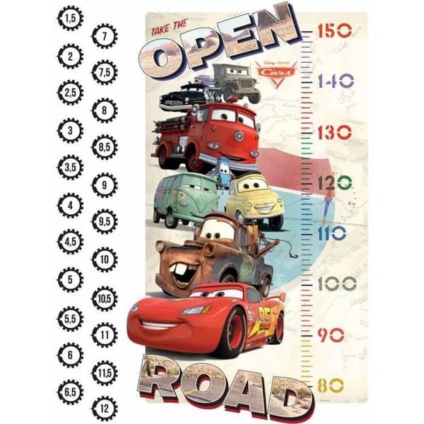 Disney Cars Height Chart Stickers - Lightning McQueen - 65 cm x 85 cm - Baby - Svart - Billicens - Disney Brand