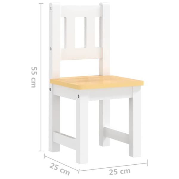vidaXL 3-osainen Lasten pöytä ja tuolisarja valkoinen ja beige MDF - Lastenhuoneen kalusteet