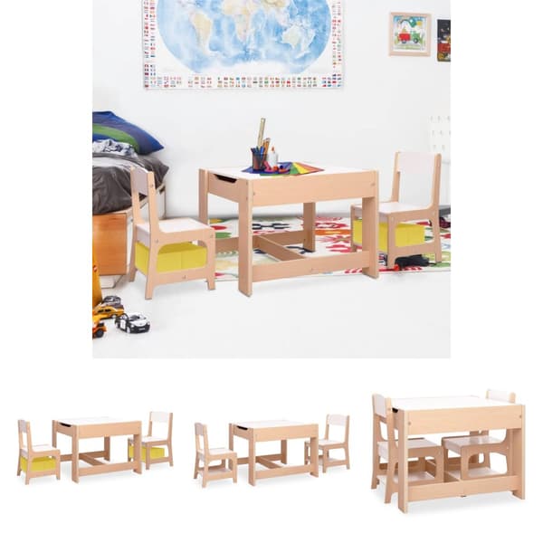 The Living Store Lasten pöytä ja 2 tuolia MDF - Lastenhuoneen kalusteet