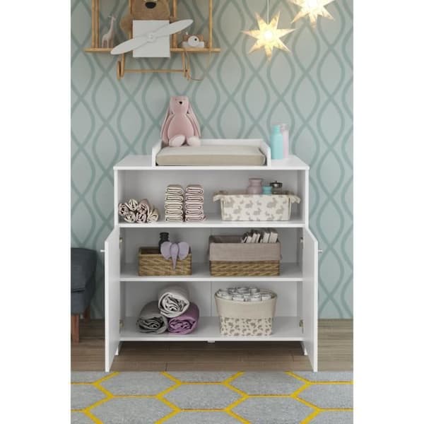 Duo babyrum: Säng 70 x 140 cm + NIKO omklädningsbyrå - Vit - TREND TEAM