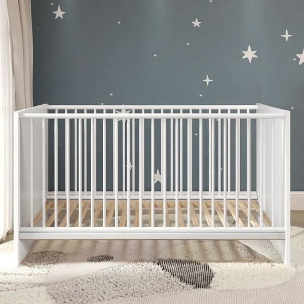 Babyrum Trio: Säng 70 x 140 cm + Skötbord + OLIVIA garderob - Vit - TREND TEAM