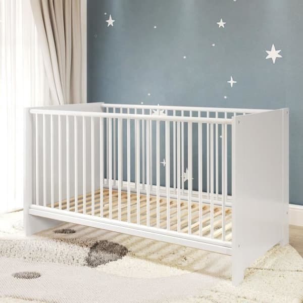 Babyrum Trio: Säng 70 x 140 cm + Skötbord + OLIVIA garderob - Vit - TREND TEAM