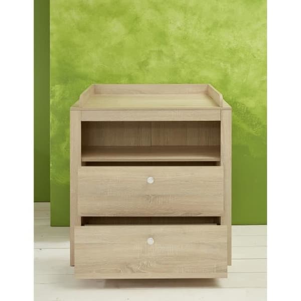 Babyrum Trio: Säng 70 x 140 cm + Skötbord + OLIVIA garderob - Ek - TREND TEAM