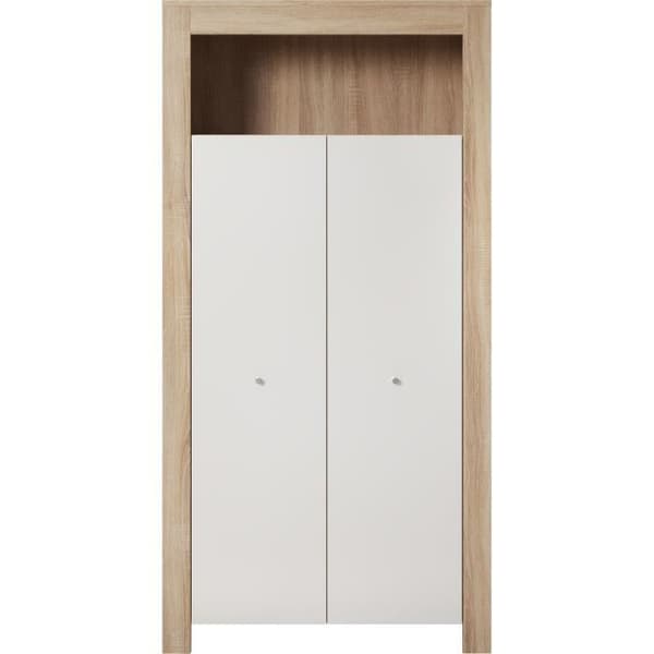 PIA trio babyrum - 70x140 cm säng + 2-dörrars skötbord + 2-dörrars garderob - Sonoma ek och matt vit dekor - TRENDTEAM