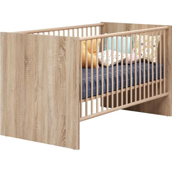 NIKO duo babyrum - 70x140 cm säng + 2-dörrars skötbord - Naturlig ekdekor - TRENDTEAM