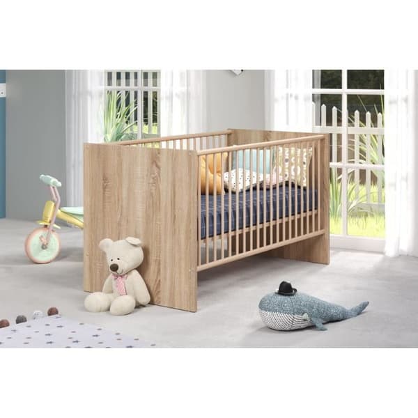 NIKO duo babyrum - 70x140 cm säng + 2-dörrars skötbord - Naturlig ekdekor - TRENDTEAM