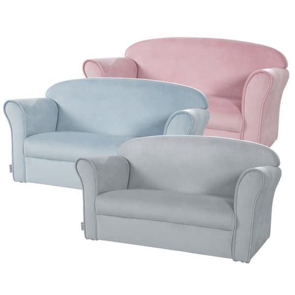 ROBA Mini Barnsoffa i Velvet Lil Sofa - Bekvämt ryggstöd med armstöd - Grå