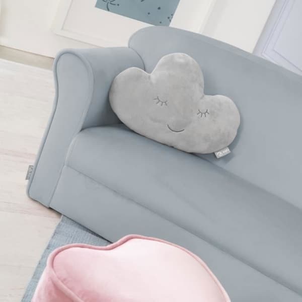 ROBA Mini Barnsoffa i Velvet Lil Sofa - Bekvämt ryggstöd med armstöd - Ljusblå