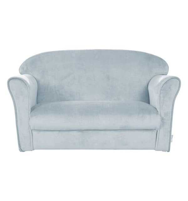 ROBA Mini Barnsoffa i Velvet Lil Sofa - Bekvämt ryggstöd med armstöd - Ljusblå