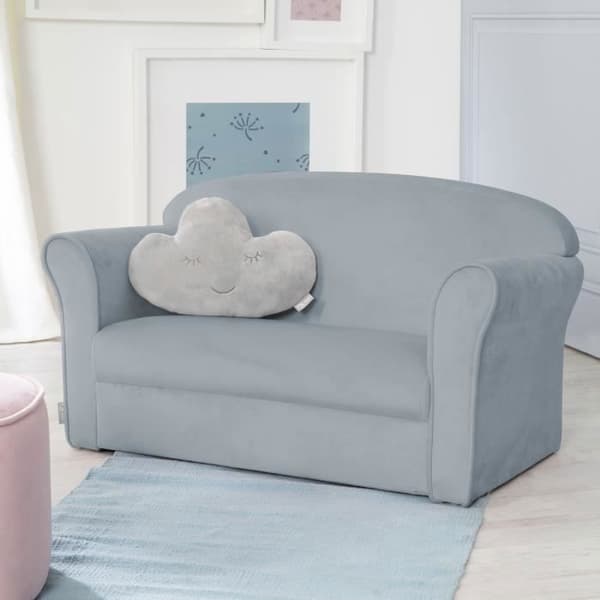 ROBA Mini Barnsoffa i Velvet Lil Sofa - Bekvämt ryggstöd med armstöd - Ljusblå