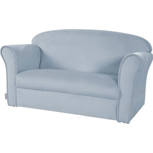 ROBA Mini Barnsoffa i Velvet Lil Sofa - Bekvämt ryggstöd med armstöd - Ljusblå