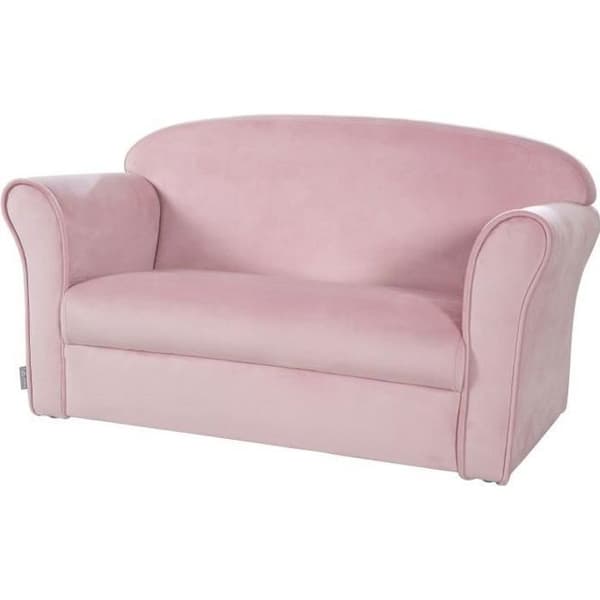 ROBA Mini Barnsoffa i Velvet Lil Sofa - Bekvämt ryggstöd med armstöd - Rosa