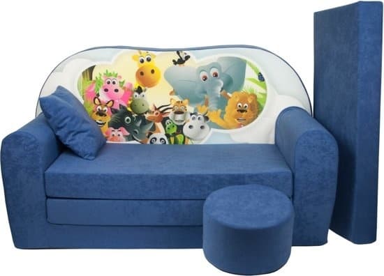 Barnsoffasäng set - extrasäng - soffa - 170 x 100 x 8 - bäddsoffa - marinblå - Madagaskar