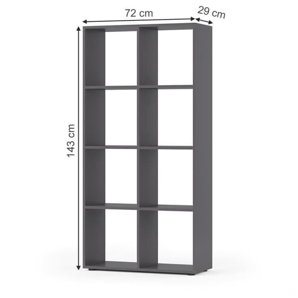 Vicco Room Divider Ståhylla Bokhylla 8 Fack Scutum Grey Höghylla